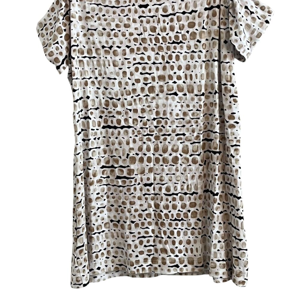 St. John Neutral Printed Cold Shoulder Knit Blouse - Picture 4 of 7